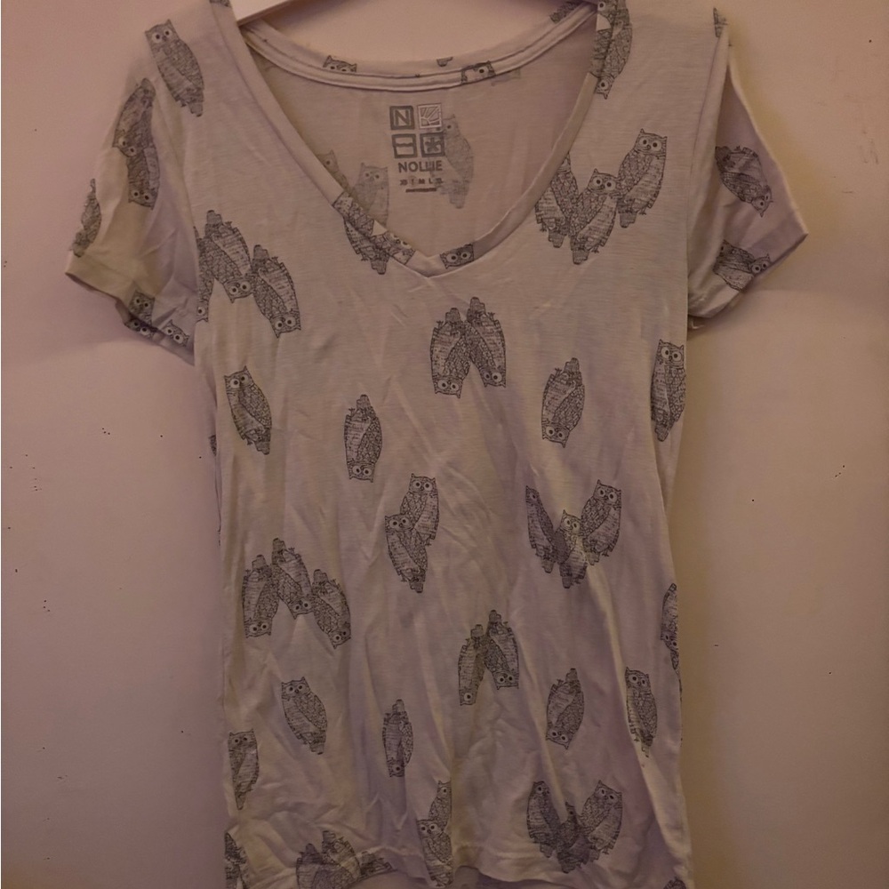 Nollie Gray Owl Print Women's Top